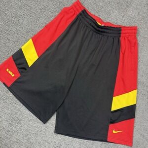 Nike Lebron Dri-Fit Basketball Shorts Men's XL Black Red Yellow‎ Rare Colorway